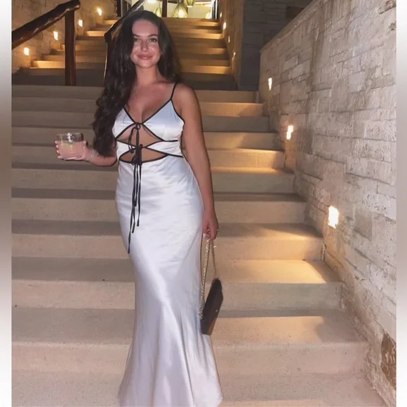 Commense | Dresses | Commense White Satin Gown | Poshmark